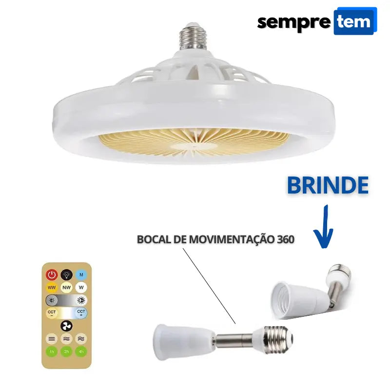 Ventilador Aerollumi 2 em 1 com Luminária Led + Brinde